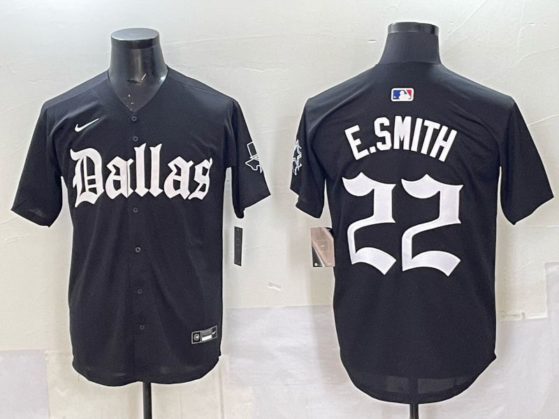 Men 2025 Nike Dallas Cowboys 22 E.Smith Black 5th generation Joint Name Limited NFL Jersey 01